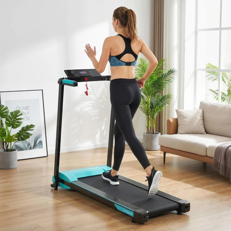 SPORTNOW Tapis Roulant Pieghevole 1-10 km/h con Controllo Gestuale e Inclinazione, Azzurro