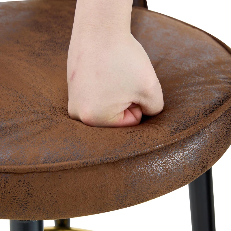 Tabouret de bar pivotant 360°, dossier ajouré design, piètement métal, 47,40x44,00x92,00 cm, Marron+Noir