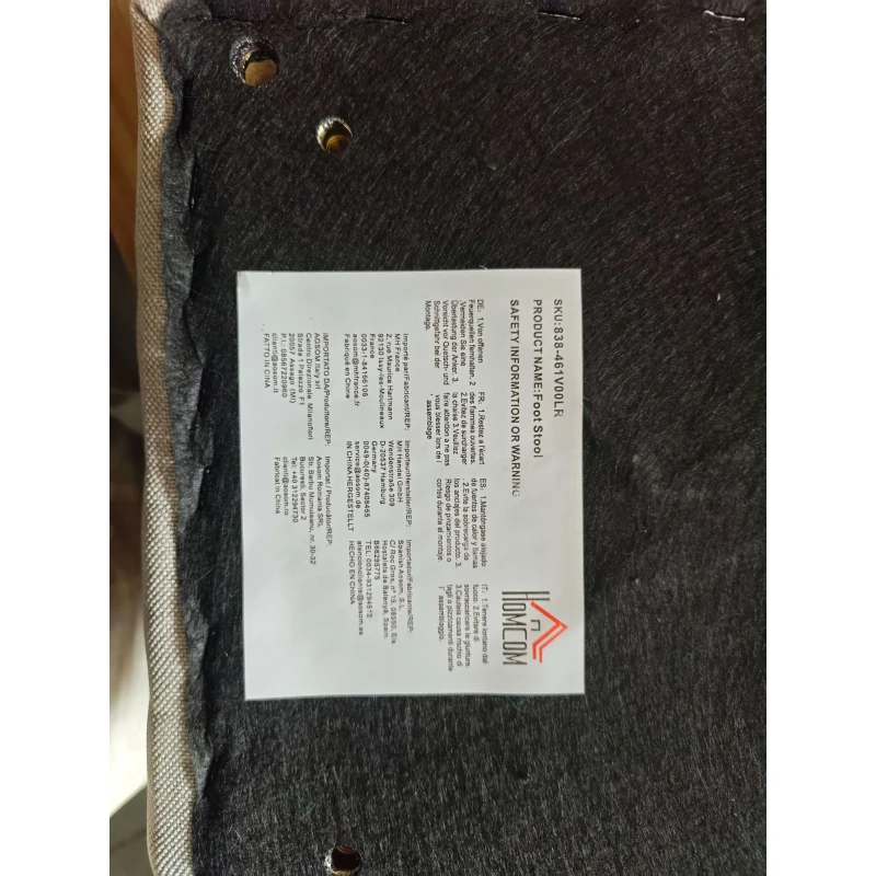 HOMCOM Fußhocker mit Polsterung, Leinenoptik, Holzbeine, bis 110 kg belastbar, Hellbraun