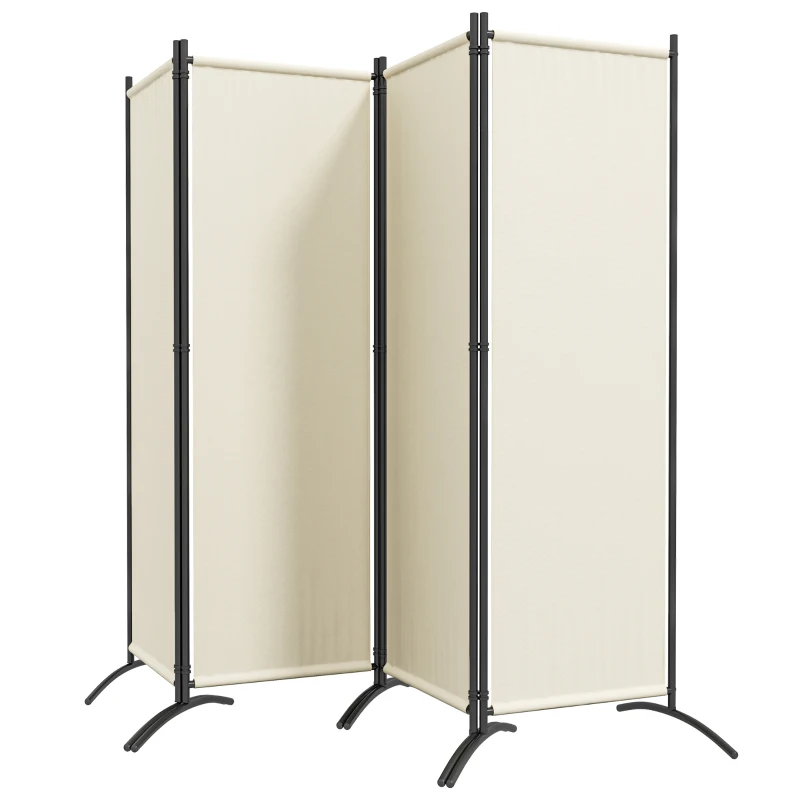 Outsunny Paravento da Esterno e Interno a 4 Pannelli Pieghevole, 221x50x172cm, Crema