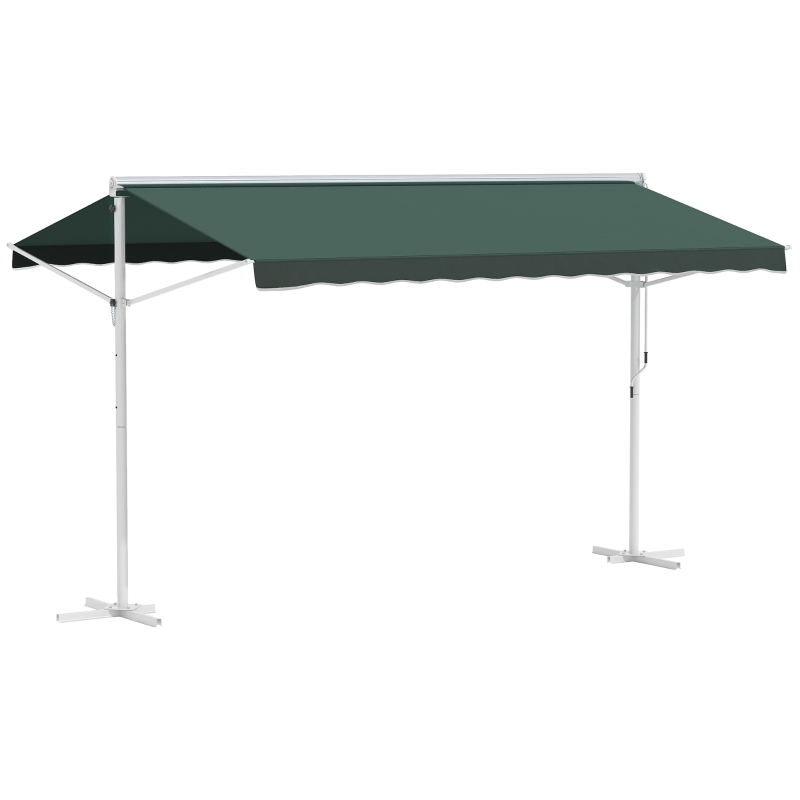 Outsunny Store Double Pente Manuel rétractable métal Polyester imperméabilisé 3,5L x 3l x 2,6H m Vert foncé