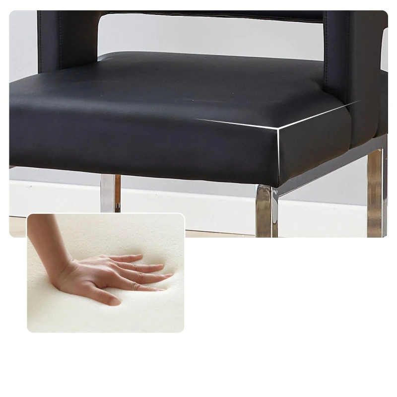 Lot de 2 tabourets de bar style nordique, structure métallique robuste avec pieds argentés, 48x53.3x91.4 cm, Noir+Argent