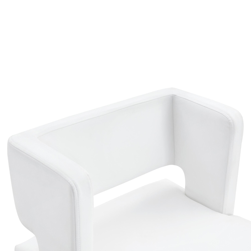 Lot de 2 tabourets de bar style nordique, structure métallique robuste avec pieds argentés, 48x53.3x91.4 cm, Blanc+Argent