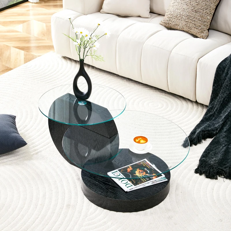 Table basse moderne minimaliste, design italien, pieds antidérapants, 90x70x44 cm, Transparent
