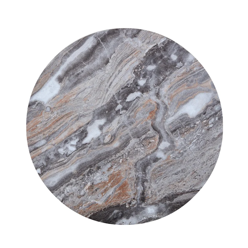 Table basse ronde élégante, bords arrondis et patins antidérapants, 30x30x55 cm, Gris