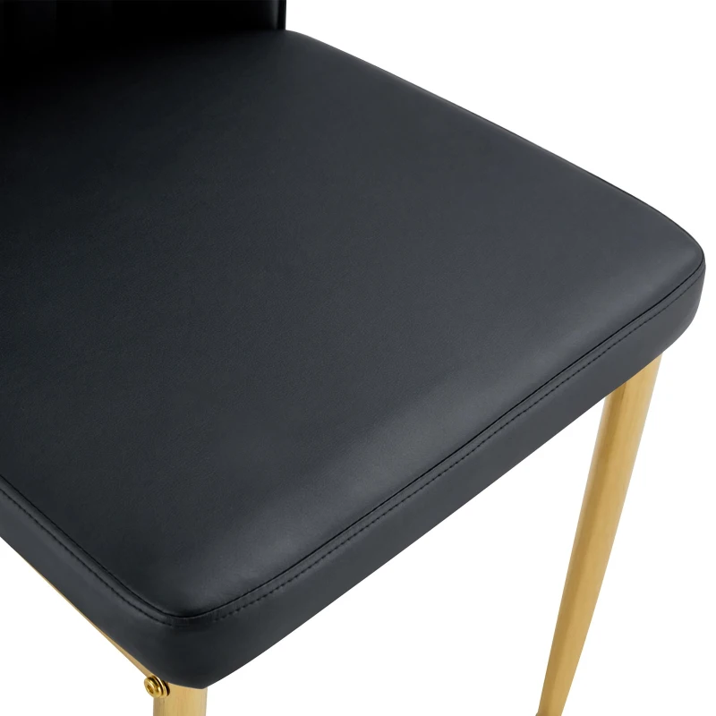 Lot de 4 chaises de salle à manger, design élégant et glamour, structure en métal, 43,00x42,50x92,50 cm, Noir+Doré