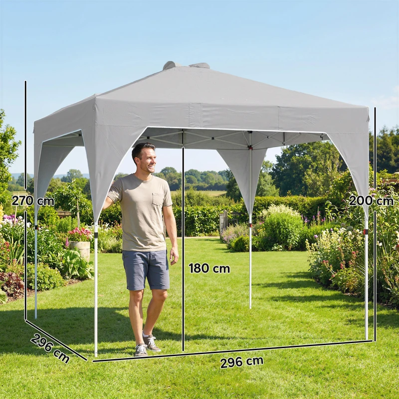 Outsunny Pavilion 3x3m Pliabil, Montaj Ușor cu Buton, UPF 50+ Protecție