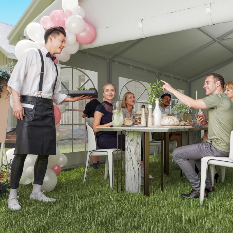 Outsunny Tendone da Giardino con Pareti Removibili, in Acciaio e PP, 12x6x3.2 m, Bianco