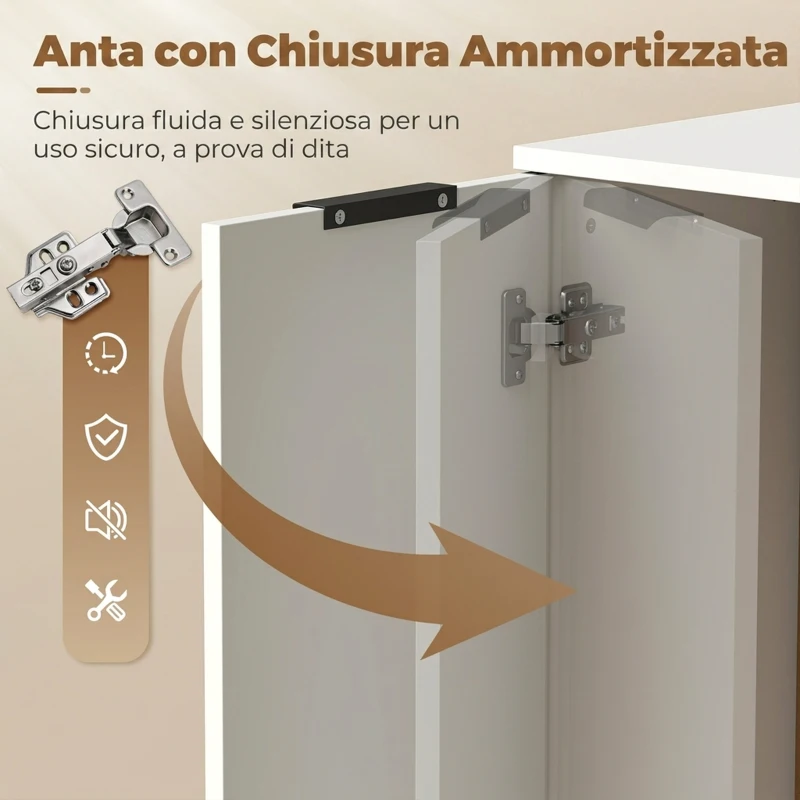 HOMCOM Credenza Moderna con 3 Cassetti e Anta Soft-Close, 60x30x70 cm, Bianco