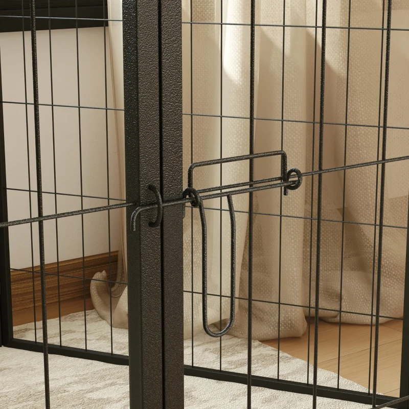 PawHut Parque para Perros de 6 Paneles de 100 cm de Altura con Puerta para Interior y Exterior Negro