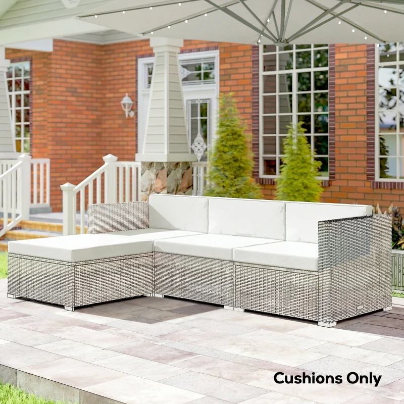 Outsunny 7-Piece Patio Furniture Cushions, Outdoor Loveseat Cushion with Removable Covers for Rattan Furniture, 60x60 cm, Cream
