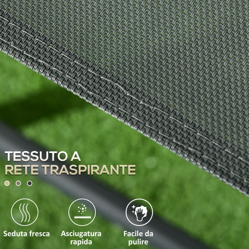 Outsunny Set da Giardino 3 Pezzi con 2 Sedie 53.5x64x93 cm e Tavolino da Caffè Ø45x50 cm, in Metallo, Grigio Scuro