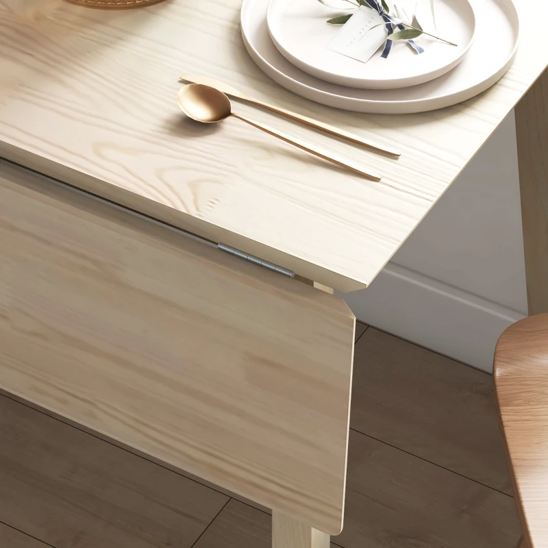 HOMCOM Table de cuisine pliable table à manger pliante avec plateau rabattable en bois pour 2 à 4 personnes bois naturel
