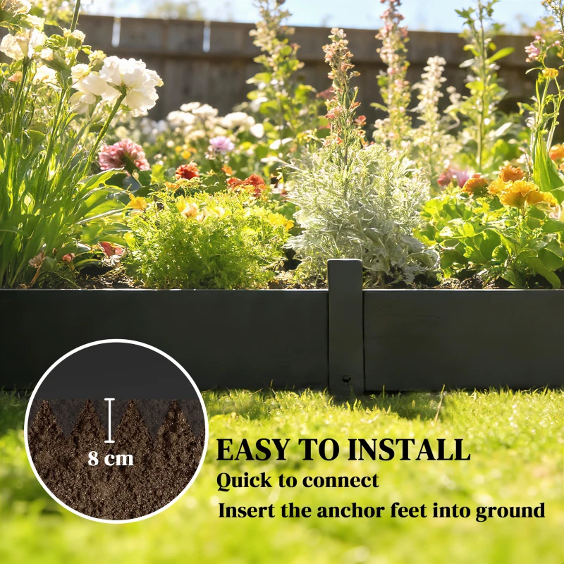 Outsunny 5pcs Garden Fence, Metal Picket Fence Panels, 102x20cm, Black