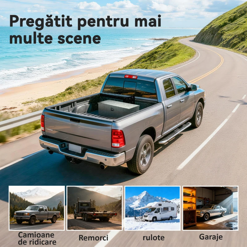 HOMCOM Cutie pentru Scule de 43L din Aluminiu cu Încuietoare, 2 Chei și Mâner Lateral, 76,2x33x24,4 cm, Argintiu