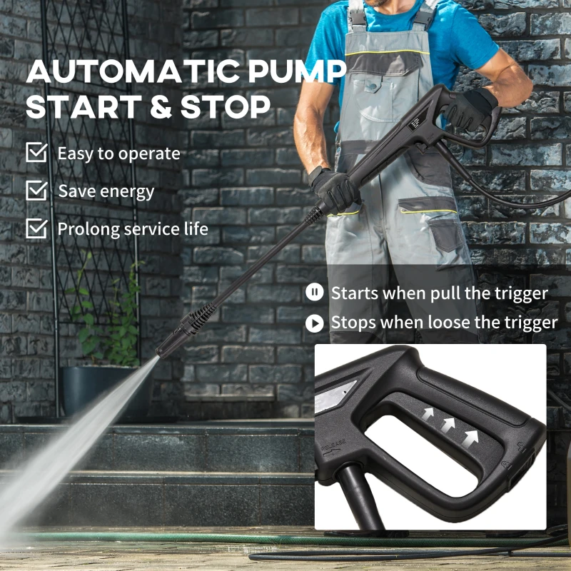 DURHAND 1800W High Pressure Washer, 150 Bar Pressure, 510 L/h Flow, High-Performance Portable Power Jet Wash Cleaner Green