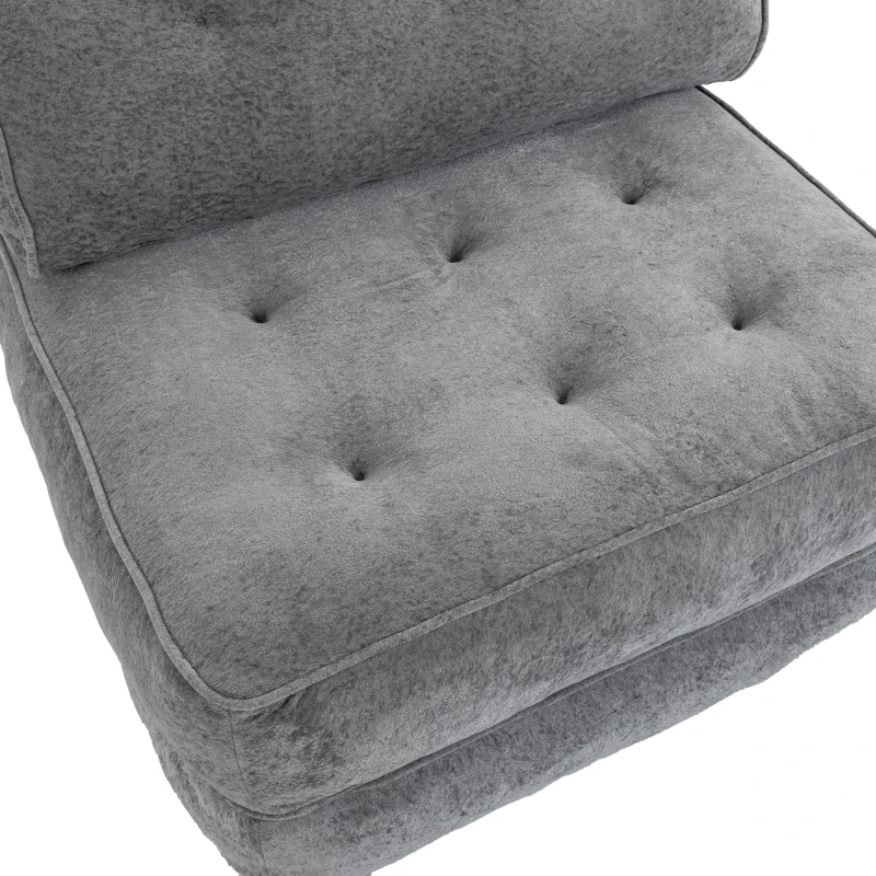 HOMCOM Poltrona Conversível 1 Lugar 95 x 220 cm com 2 Almofadas, Assento Espesso, Poltrona-Cama 3 em 1, Cinza claro