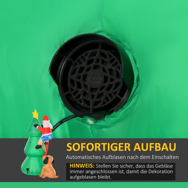 HOMCOM Opblaasbare kerstboom kerstman hond