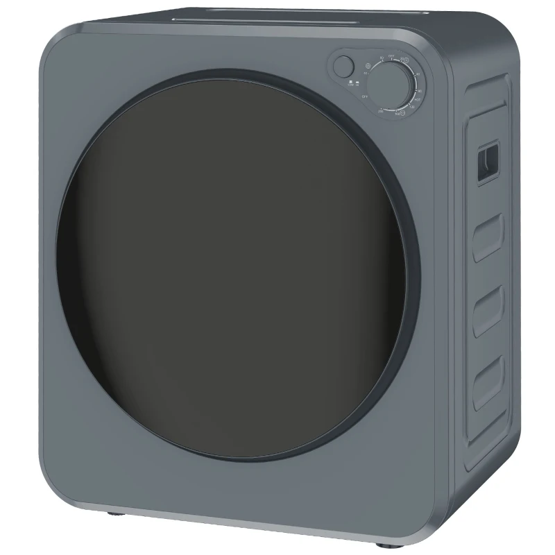HOMCOM Mini Wäschetrockner 4 kg mit 5 Programme bis zu 60℃ 800W/400W Ablufttrockner mit Edelstahltrommel Grau