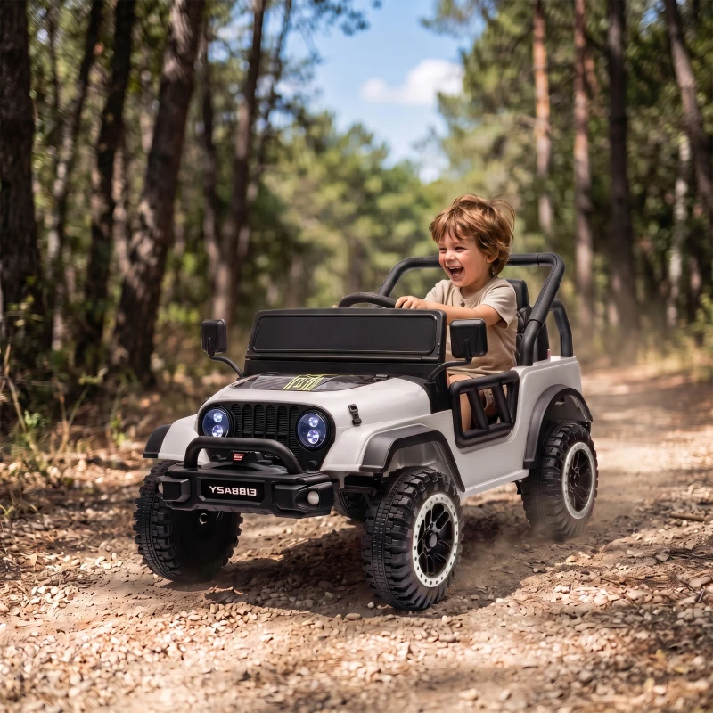 AIYAPLAY Mașină Electrică pentru Copii 12V, Buggy Electric pentru Copii, 2 Motoare, Telecomandă 2,4G, Baterie Litiu, Alb