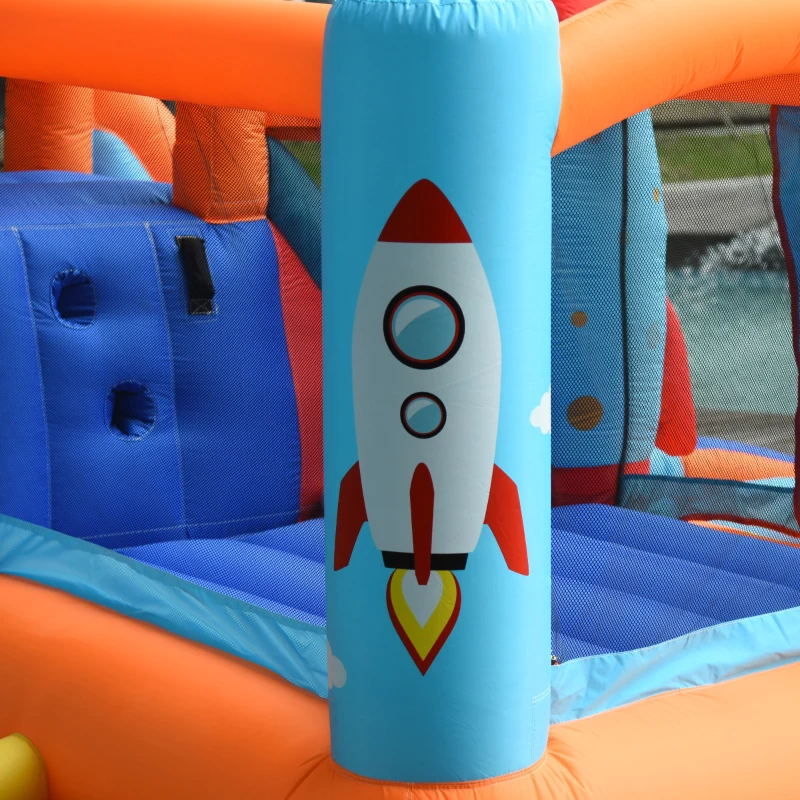 Outsunny Castello Gonfiabile per Bambini con Scivolo, Vasca e Trampolino, 350x250x185 cm, Multicolore