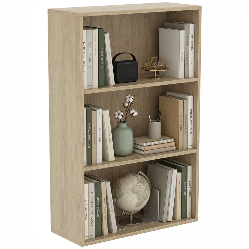 HOMCOM Aufbewahrungsregal mit 3 Fächern und verstellbarer Ablage, 60 x 24 x 93 cm, Naturholz