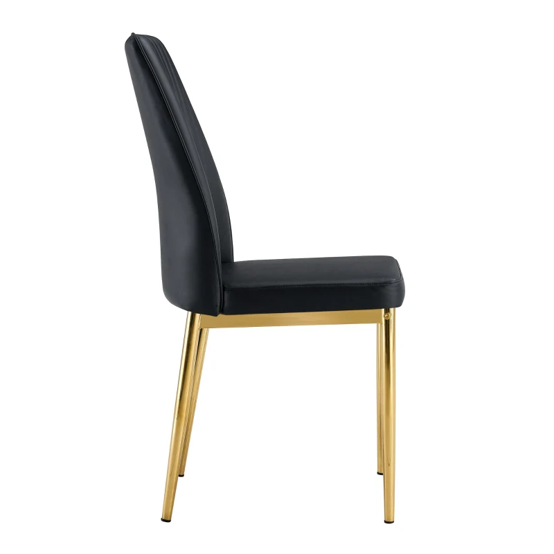 Lot de 4 chaises de salle à manger, design élégant et glamour, structure en métal, 43,00x42,50x92,50 cm, Noir+Doré