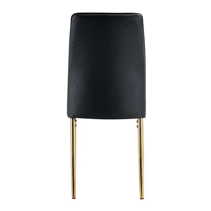 Lot de 4 chaises de salle à manger, design élégant et glamour, structure en métal, 43,00x42,50x92,50 cm, Noir+Doré