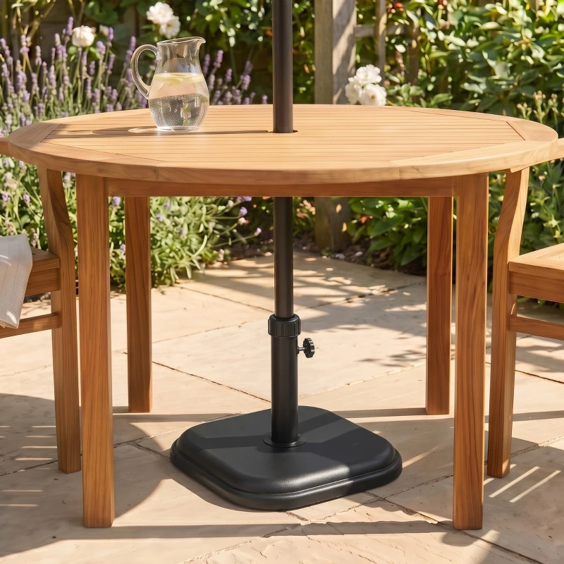 Outsunny 11kg Concrete Garden Parasol Base Holder - Square Outdoor Table Umbrella Stand Weight, Black