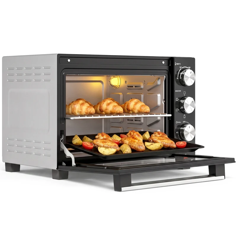 HOMCOM Mini cuptor 36 L cu aer cald, reglare temperatură 90–230 °C, 1500 W