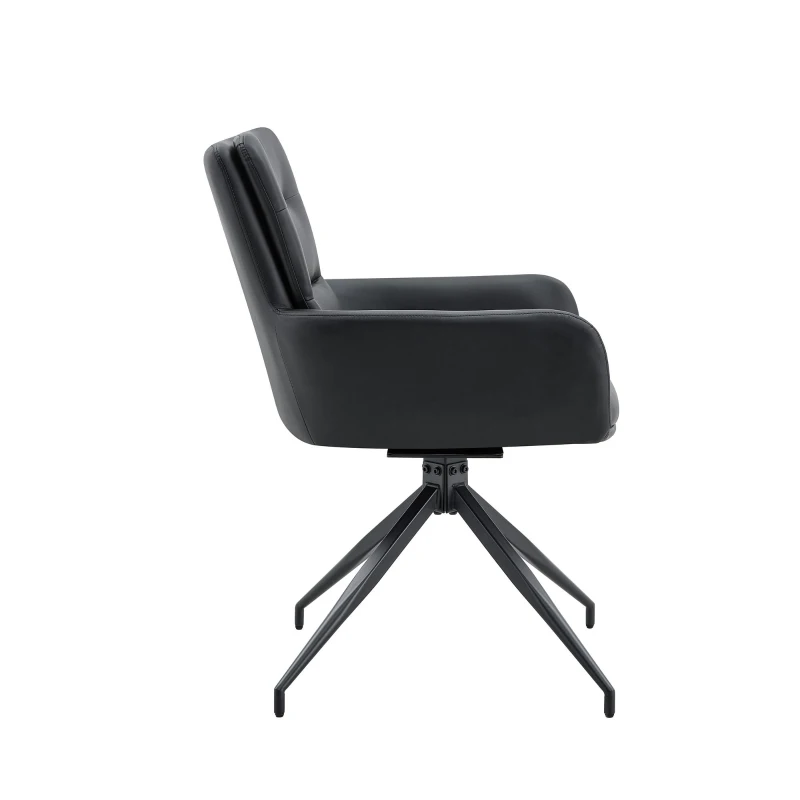 Lot de 2 chaises pivotantes style léger luxe, rotation 360° silencieuse, 55x50x85 cm, Noir