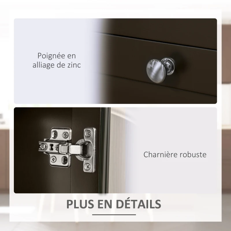 HOMCOM Buffet meuble de rangement 1 placard double porte 2 placards à porte vitrée 2 tiroirs étagère réglable 120x40x90cm noir