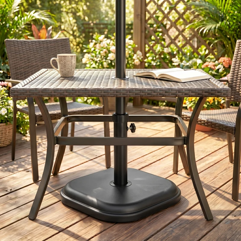Outsunny 11kg Concrete Garden Parasol Base Holder - Square Outdoor Table Umbrella Stand Weight, Black