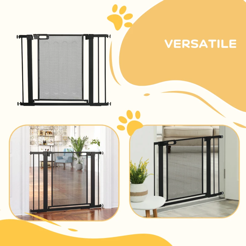 PawHut Cancellino per Cani Estensibile a Pressione con Chiusura Automatica, in Acciaio e ABS, 75-103x76 cm, Nero