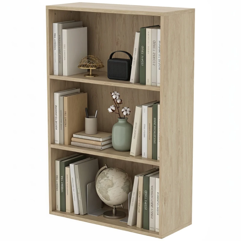 HOMCOM Aufbewahrungsregal mit 3 Fächern und verstellbarer Ablage, 60 x 24 x 93 cm, Naturholz