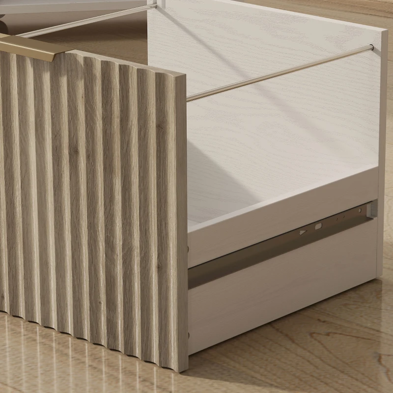 HOMCOM Supporto per Stampante con Ruote, 3 Cassetti e 2 Ripiani, 80x40x68 cm, Bianco Rovere