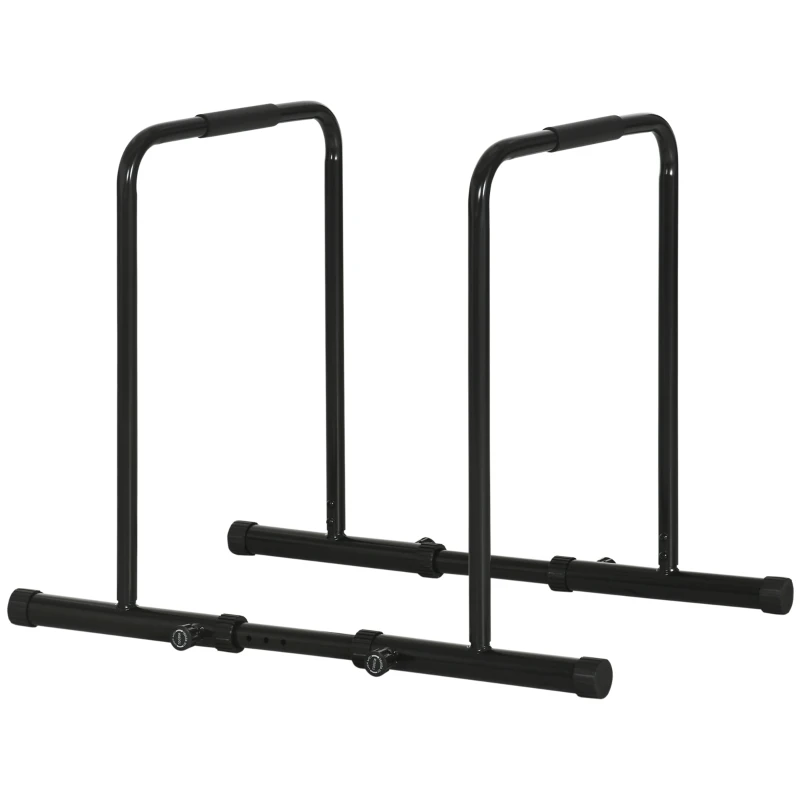 SPORTNOW Dips Barre Parallèle Station de Musculation en Acier, Hauteur et Espacement Réglables, 90-102x65x80-90cm, Noir