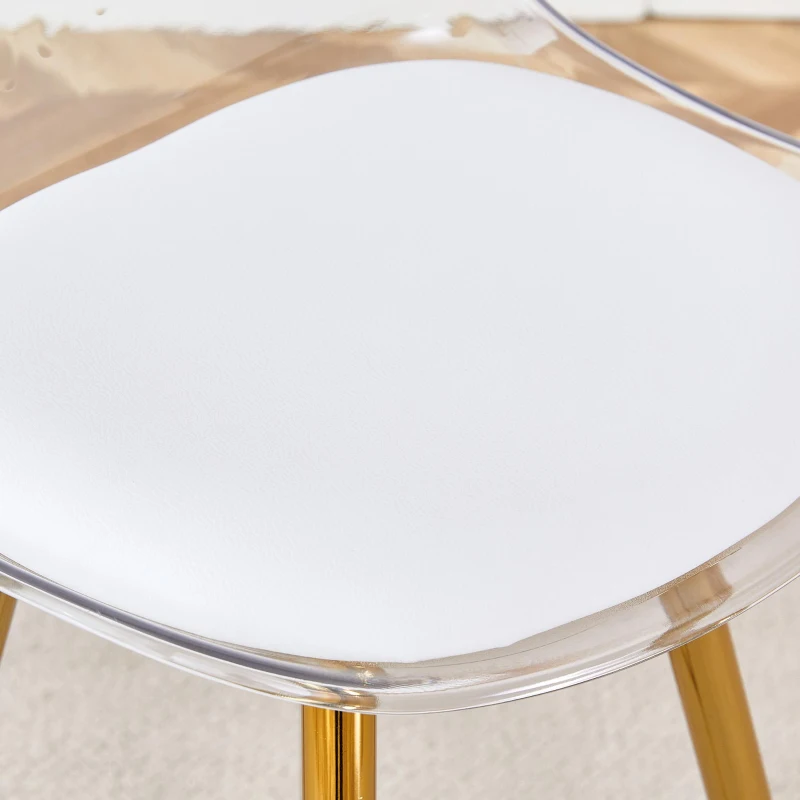 Lot de 2 tabourets de bar, design moderne et polyvalent idéal pour café, 38x33x96.5 cm, Transparent