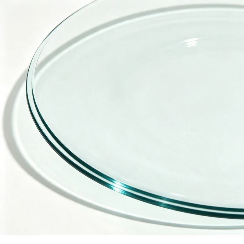Plateau de table rond en verre trempé, résistant aux chocs et à la chaleur, sans montage, 61x61x0.6 cm, Transparent