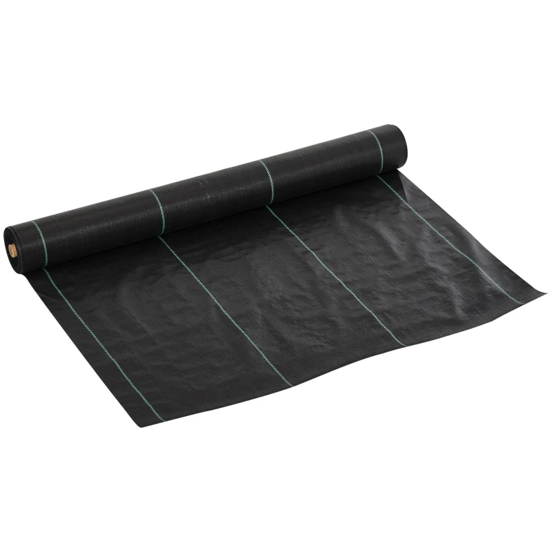 Outsunny Telo per Pacciamatura 50x1 m in PP Drenante e Traspirante per Orto, Serra e Giardino, Nero