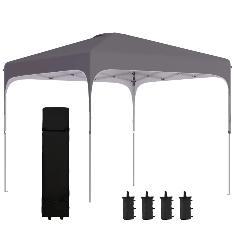 Outsunny 3 x 3 (M) Pop Up Gazebo - UPF 50+ Foldable Canopy Tent with Carry Bag on Wheels and 4 Leg Weight Bags, Height Adjustable, for Outdoor Garden Patio Party, Dark Grey