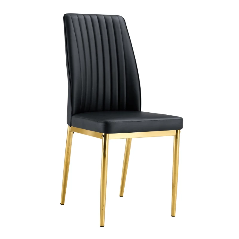 Lot de 4 chaises de salle à manger, design élégant et glamour, structure en métal, 43,00x42,50x92,50 cm, Noir+Doré