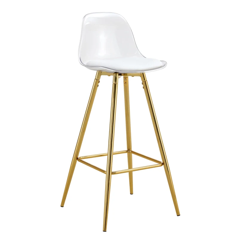Lot de 2 tabourets de bar, design moderne et polyvalent idéal pour café, 38x33x96.5 cm, Transparent