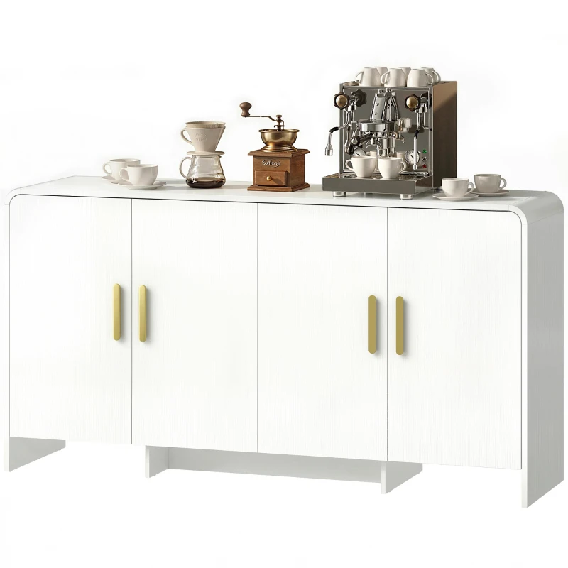 HOMCOM Aparador de Cozinha com 4 Prateleiras 4 Portas com Fecho Suave Móvel para TV de 72 Polegadas 152x40x80 cm Branco