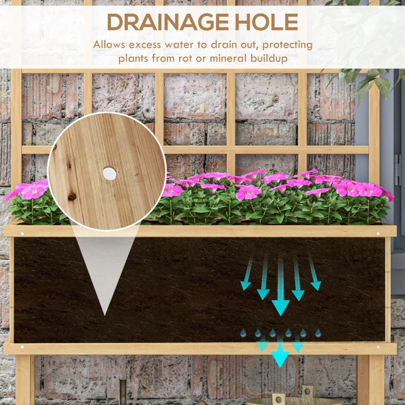 45 x 105cm Wooden Garden Planter, with Trellis - Natural