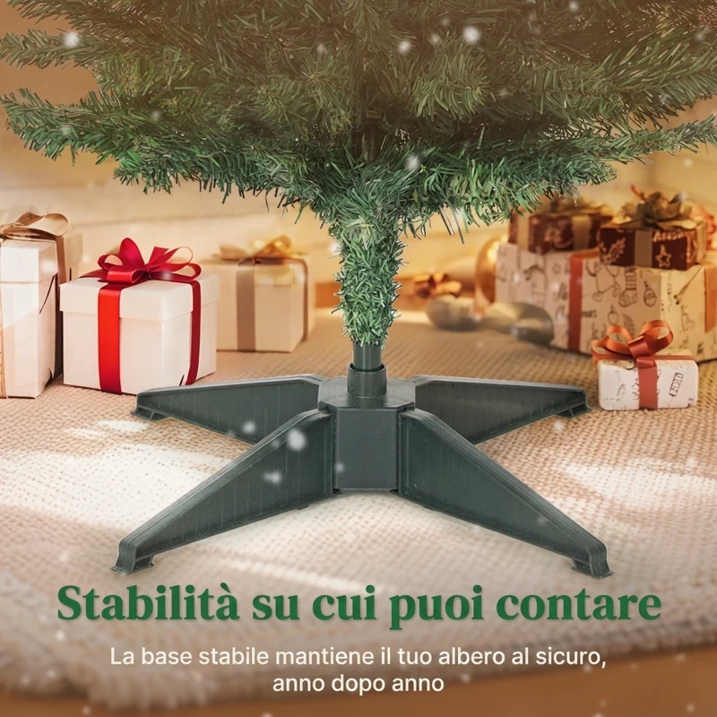 HOMCOM Albero di Natale Artificiale Slim 210 cm con 401 Rami a Forma di Abete, Base in Plastica, Verde