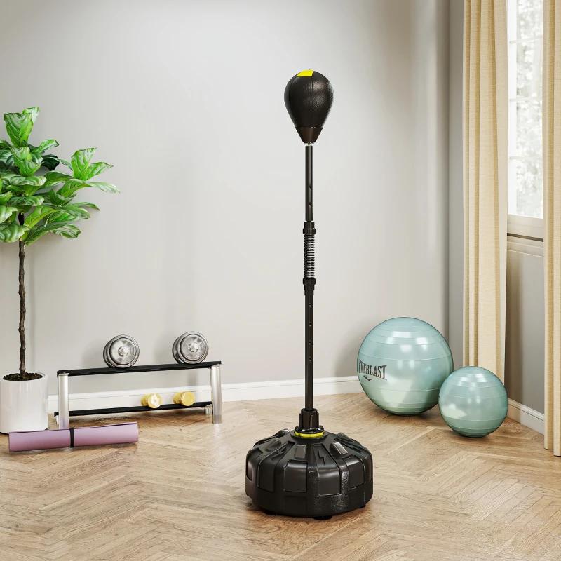 SPORTNOW Punching Ball da Terra con Base Riempibile e Ventose, Altezza Regolabile da 145-180 cm, Nero