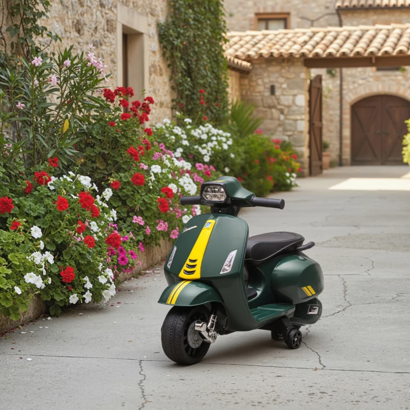 AIYAPLAY Moto électrique enfants 6 V, voiture électrique enfants avec Roues d'Apprentissage, 2-4 Ans, 71 x 37 x 52 cm, vert foncé