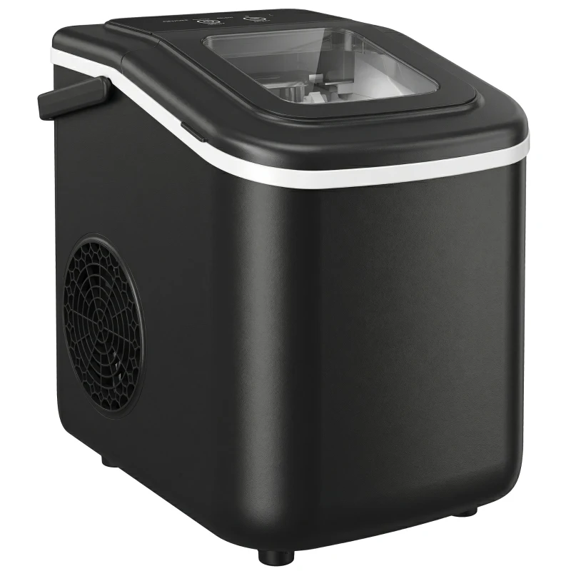 HOMCOM Countertop Ice Maker Machine 9 Cubes in 7 Mins Portable Ice Machine Ice Scoop and Basket 2 Sizes Black