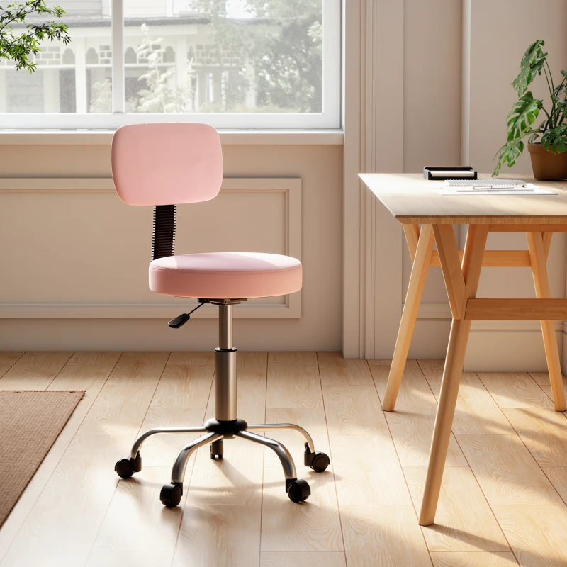 HOMCOM 360° Swivel Seat Salon Stool - Pink